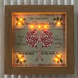 "Mrs Claus Kitchen Special Christmas Candy" Light Up Box Decor